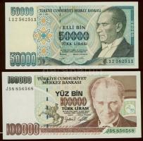 Törökország 1989. 50.000L T:II+ Csak egyszer hajtva! +1997. 100.000L T:I