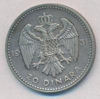 Jugoszlávia 1931. 20D Ag "I. Sándor" T:2 
Yugoslavia 1931. 20 Dinara Ag "Alexander I...