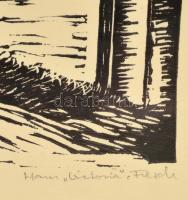 Hans Siegenthaler (?-?): Haus Fiesch. Linó, papír, jelzett, üvegezett keretben, 30×42 cm