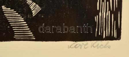 Olvashatatlan jelzéssel: Anya a gyermekével. Linó, papír, üvegezett keretben, 32×24 cm