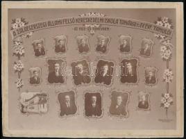 1923 Zalaegerszegi Állami Felső Kereskedelmi Iskola tanárainak és tanulóinak tablóképe, Vajda fényképész műterméből, kartonra kasírozva, 18x24 cm