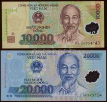 Vietnam dátum nélkül 10.000D, 20.000D feltehetően nem kiadott bankjegyek! T:I