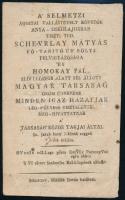1827 2 db selmeci aprónyomtatvány (Selmecbánya, Mihálik István: A selmetzi magyar társaság öröm-ünne...