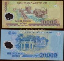 Vietnam dátum nélkül 10.000D, 20.000D feltehetően nem kiadott bankjegyek! T:I