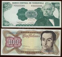 Venezuela 1988-95. 5B, 10B (3x) klf dátummal, 20B, 100B T:I Összesen 6db bankjegy!