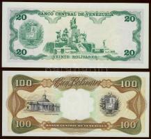 Venezuela 1988-95. 5B, 10B (3x) klf dátummal, 20B, 100B T:I Összesen 6db bankjegy!