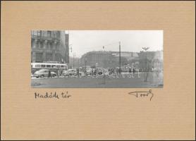 cca 1960 Budapest, Madách tér, fotó, jelzett (Török), kartonra ragasztva, 5,5×12 cm