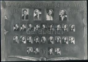 1957 és 1964 GYŐR, Gép- és Gyorsíró iskola végzett növendékei, 2 db kistabló, 19x28 cm