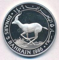 Bahrein 1986. 5D Ag Gazella T:PP felületi karc Bahrain 1986. 5 Dinars Ag Gazelle C:PP slightly scratched Krause KM#13