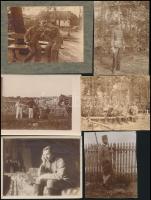 cca 1914-1918 Katonákról készült fényképek tétele, 13 db vintage fotó, 9x12 cm és 9,5x7,5 cm között
