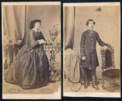 cca 1859 Mayer György fényképíró pesti műterméből 2 db vizitkártya méretű fénykép, 10,5x6,5 cm