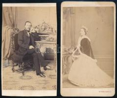 cca 1858 Mayer Gy. és Strelisky L. pesti műterméből 2 db vizitkártya méretű fénykép, 10,5x6 cm