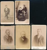 cca 1862-1890 közötti időkből 5 db vizitkártya méretű fénykép, EGER város fényképész műtermeiből (Pelgrund L., Mihály J., Záhor L., Kaukal J., Graf F.), 10,5x6,5 cm