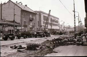 1986. július 30. Budapest, újpesti felfordulás a metró építkezések idején, várostörténeti felvételek...