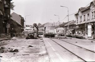 1986. július 30. Budapest, újpesti felfordulás a metró építkezések idején, várostörténeti felvételek...