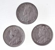 Kanada 1911-1919. 5c Ag "V. György" (3xklf) T:2,2- Canada 1911-1919. 5 Cents Ag "George V" (3xdiff) C:XF,VF