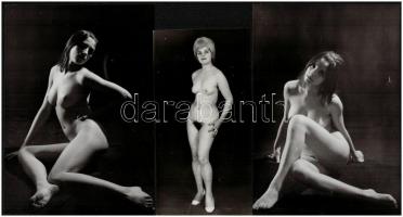 cca 1970 Sötét szoba rejtett titkai, 7 db vintage fotó, 17x12 cm és 15x8 cm között