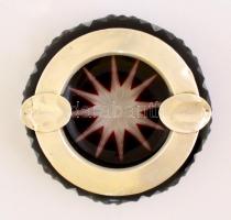 Hamutartó ( 2db), csiszolt ólomkristály, apró csorbákkal, ezüst (Ag.) rátéttel, d:10 cm (2×)