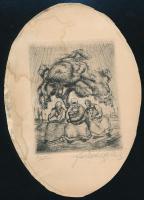 Farkasházy Miklós (1895-1964): Asszonyok. Rézkarc, papír, jelzett, foltos, 8,5×6,5 cm