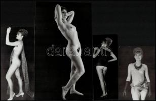 cca 1969 Színes egyéniségek feketén-fehéren, szolidan erotikus felvételek, 6 db vintage fotó, 12,5x8...