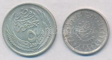 Egyiptom 1937 2p Ag + 1957. 5p Ag T:2
Egypt 1937H 2 Piastres Ag + 1957. 5 Piastres Ag C:XF