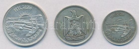 Egyiptom 1960. 5p Ag + 1964. 5p Ag + 10p Ag T:2,2- Egypt 1960. 5 Piastres Ag + 1964. 5 Piastres Ag + 10 Piastres Ag C:XF,VF