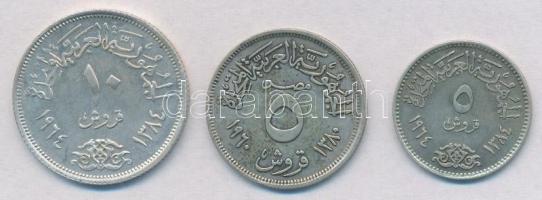 Egyiptom 1960. 5p Ag + 1964. 5p Ag + 10p Ag T:2,2-
Egypt 1960. 5 Piastres Ag + 1964. 5 Piastres Ag ...