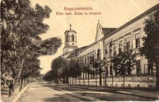 Nagyszentmiklós, Sannicolau Mare; utca, Római katolikus zárda és templom. W.L. Bp. 2116. / street, nunnery, church (EB)