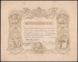 1890 Bp., dicséretes magaviseletért járó iskolai kitüntetési lap