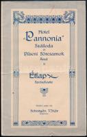 cca 1910 Arad, a Hotel Pannonia Szálloda és Pilseni Sörcsarnok étlapja