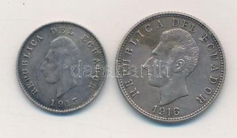 Ecuador 1915. 1/2d Ag + 1916. 1d Ag T:2 Ecuador 1915. 1/2 Decimo Ag + 1916. 1 Decimo Ag C:XF