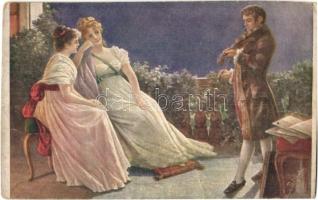 6 db régi megíratlan hölgyek művészlap / 6 pre-1945 unused ladies art postcards