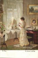 6 db régi megíratlan hölgyek művészlap / 6 pre-1945 unused ladies art postcards