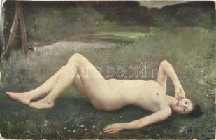 6 db régi megíratlan hölgyek művészlap / 6 pre-1945 unused ladies art postcards