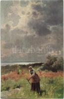 6 db régi megíratlan művészlap / 6 pre-1945 unused art postcards