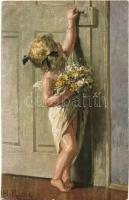 5 db régi megíratlan gyermek motívumlap / 5 pre-1945 unused children motive cards