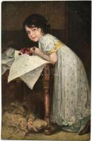 5 db régi megíratlan gyermek motívumlap / 5 pre-1945 unused children motive cards