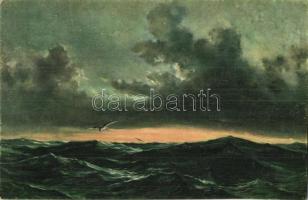 8 db régi megíratlan művészlap, tájképek / 8 pre-1945 unused art postcards, landscapes