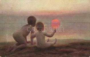 11 db régi művészlap, tájképek, hölgyek, közte 2 városképes lap (Zilah, Magyaróvár) / 11 pre-1945 ar...