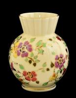 Zsolnay pillangó mintás váza, kézzel festett, jelzett, kopott, m:12 cm