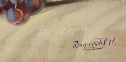 Reinprecht Károly (1903-?): Gyümölcs csendélet. Olaj, vászon, jelzett, foltos, keretben, 27×36  cm