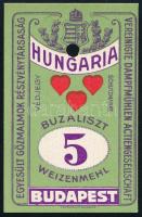 cca 1900 Liszteszsák zárjegy. Budapest - Hungária. / Flour bag tax stamp