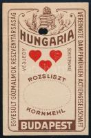 cca 1900 Liszteszsák zárjegy. Budapest - Hungária. / Flour bag tax stamp