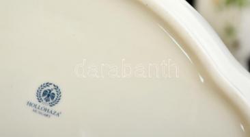 Hollóházi Erika mintás váza, tálka, gyertyatartó, matricás, jelzett, hibátlan, m: 21,5, 18×13 cm, 4,...