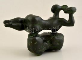 Mihály Árpád (1937-): Női akt. Festett kerámia, jelzett, kopás nyomokkal, m:18 cm