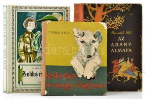 5 db különféle Móra-kiadású mesekönyv: Andersen legszebb meséi (1957), Benedek Elek: Az aranyalmafa (1960), Mark Twain: Koldus és királyfi (1978), A. A. Milne: Micimackó, Micimackó kunyhója (1976), Csuka Edit: Kiskutya a nagyvilágban (1964). Példányonként változó, többnyire jó állapotban.