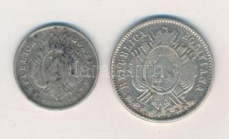 Bolívia 1873FE 10c Ag + 1877FE 5c Ag T:2,2- Bolivia 1873FE 10 Centavos + 1877FE 5 Centavos Ag C:XF,VF