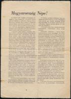 1956 A Magyar Dolgozók Pártja Központi Vezetőségének felhívása a magyar néphez, röplap