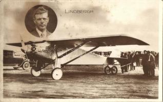 2 db RÉGI repülős motívumlap; Lindbergh és Gustav Tweer / 2 pre-1945 aircraft motive postcards; Lind...