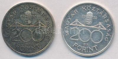 1992. 200Ft Ag "MNB" T:2 patina
